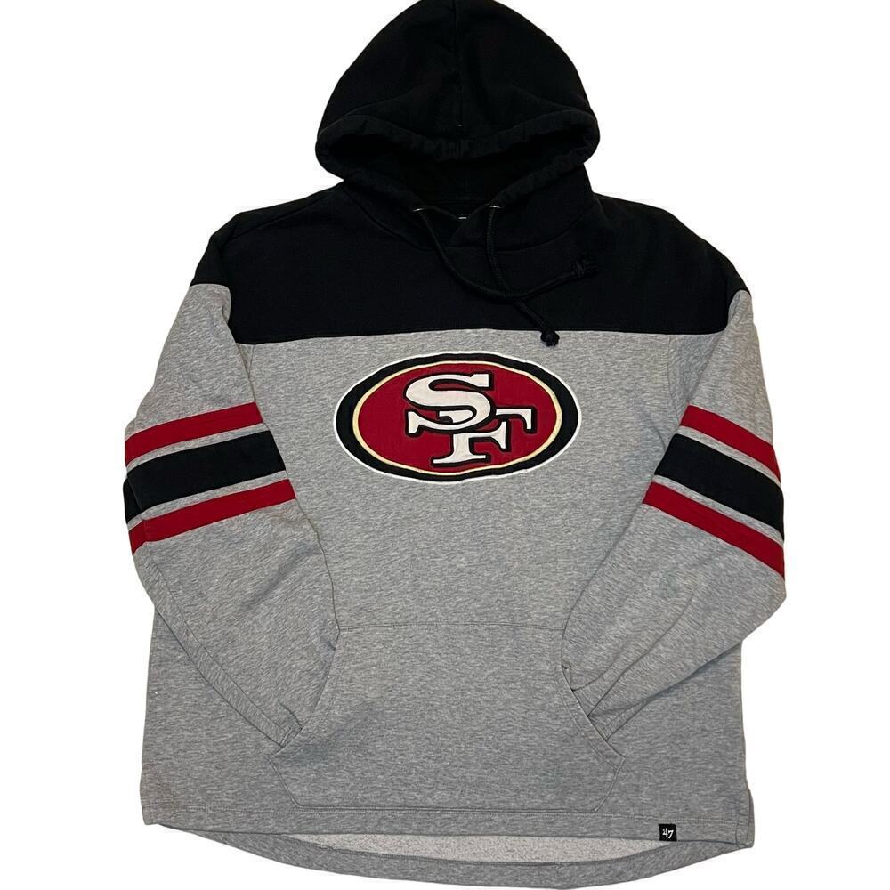 Vintage Official San Francisco 49ers NFL Gray Hoodie Sweatshirt Large L by ‘47